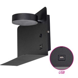 Arandela Aixa Cabeceira LED 8W USB Starlux ZR123 Preto Fosco ST2491 - 4