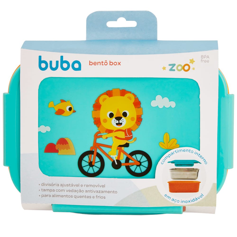 Bentô Box Buba Aço Inox 600ml Marmita Lancheira Infantil:leão