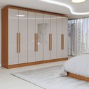 Ver imagem 1 de Guarda-roupa Casal Osasco 8 Portas 4 Gavetas com Espelho Cinamomo/off White - Panorama Móveis