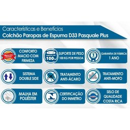Colchão Casal Espuma D33 Pasquale Plus Euro Pillow Clean (138x188x25) - Paropas - 3