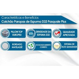 Colchão Casal Espuma D33 Pasquale Plus Euro Pillow Clean (138x188x25) - Paropas - 4