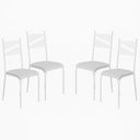 Ver imagem 2 de Conjunto 4 Cadeiras para Cozinha e Sala de Jantar Branco/Cinza