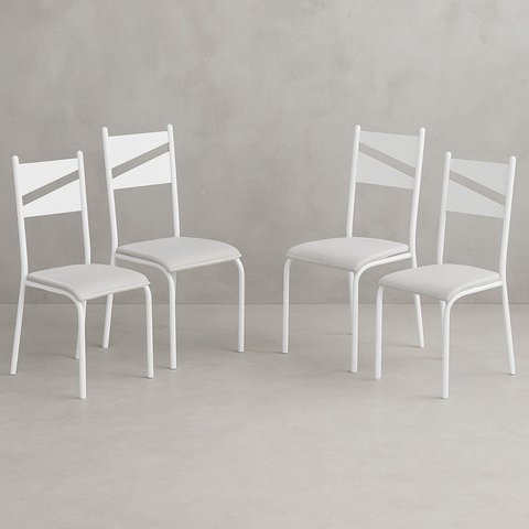 Conjunto 4 Cadeiras para Cozinha e Sala de Jantar Branco/Cinza