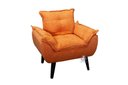 Ver imagem 2 de Kit 02 Poltrona/cadeira Decorativa Glamour com Pés Quadrado Laranja Linho
