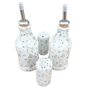Ver imagem 2 de Kit Galheteiro Porcelana Branca Decorada Arabescos:4 Peças
