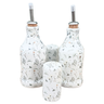 Kit Galheteiro Porcelana Branca Decorada Arabescos:4 Peças - 1