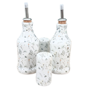 Ver imagem 1 de Kit Galheteiro Porcelana Branca Decorada Arabescos:4 Peças
