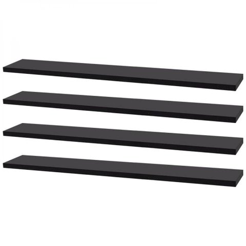 Kit 4 Prateleiras 50 X 15cm Preta Suporte Invisível