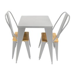 Kit 4 Jogos Mesas para Bar e Restaurante Industrial Iron Tolix com 2 Cadeiras Branca Assento Sublima - 2