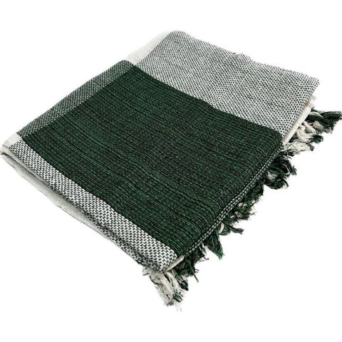 Manta para Sofá Luxo Gigante 120x210 100% Algodão Verde Mesclado com Cru Oem