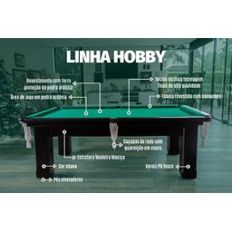 Mesa de Sinuca Linha Hobby - 2,34x1,34 - 8