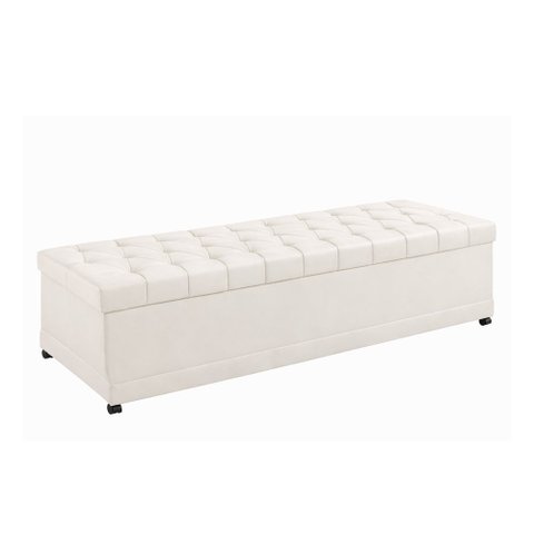 Puff Baú 195cm Hermione Courino Off White - Sallar Home