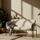 Ver imagem 2 de Sofá Namoradeira 02 Lugares 130cm Jade Base Preto Bouclé Off White - Nexta Casa