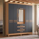 Ver imagem 4 de Guarda Roupa Casal New Fusion Casal 10 Portas Freijó Titanium - Móveis Albatroz