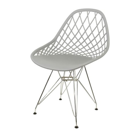Cadeira Kaila Polipropileno Cinza Base Metal Cromado