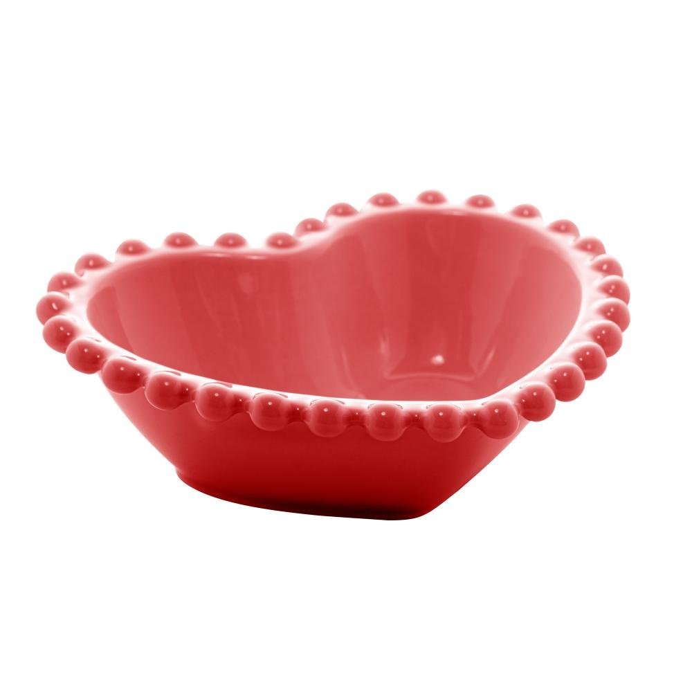 Cj 4 Bowls Porcelana Coração Beads Vermelho 13X11X4Cm - 2