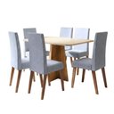 Ver imagem 1 de Conjunto Sala de Jantar Mesa 1,60m Moove 6 Cadeiras Linho Milano Viero Madeirado / Cinza