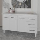 Ver imagem 3 de Armário Deise Cozinha Gabinete de Pia 150 Cm Branco e Tampo Tampão 150 Cm Mobília Decor Branco