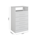Ver imagem 3 de Cômoda Gaveteiro Jéssica Flex com Nicho 4 Gavetas 100% MDF - Branco