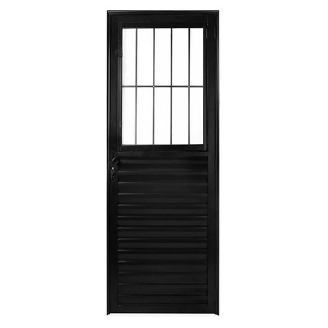 Porta Social Alumínio Preto (a) 210 X 90 (l) Linha 25 Cmc