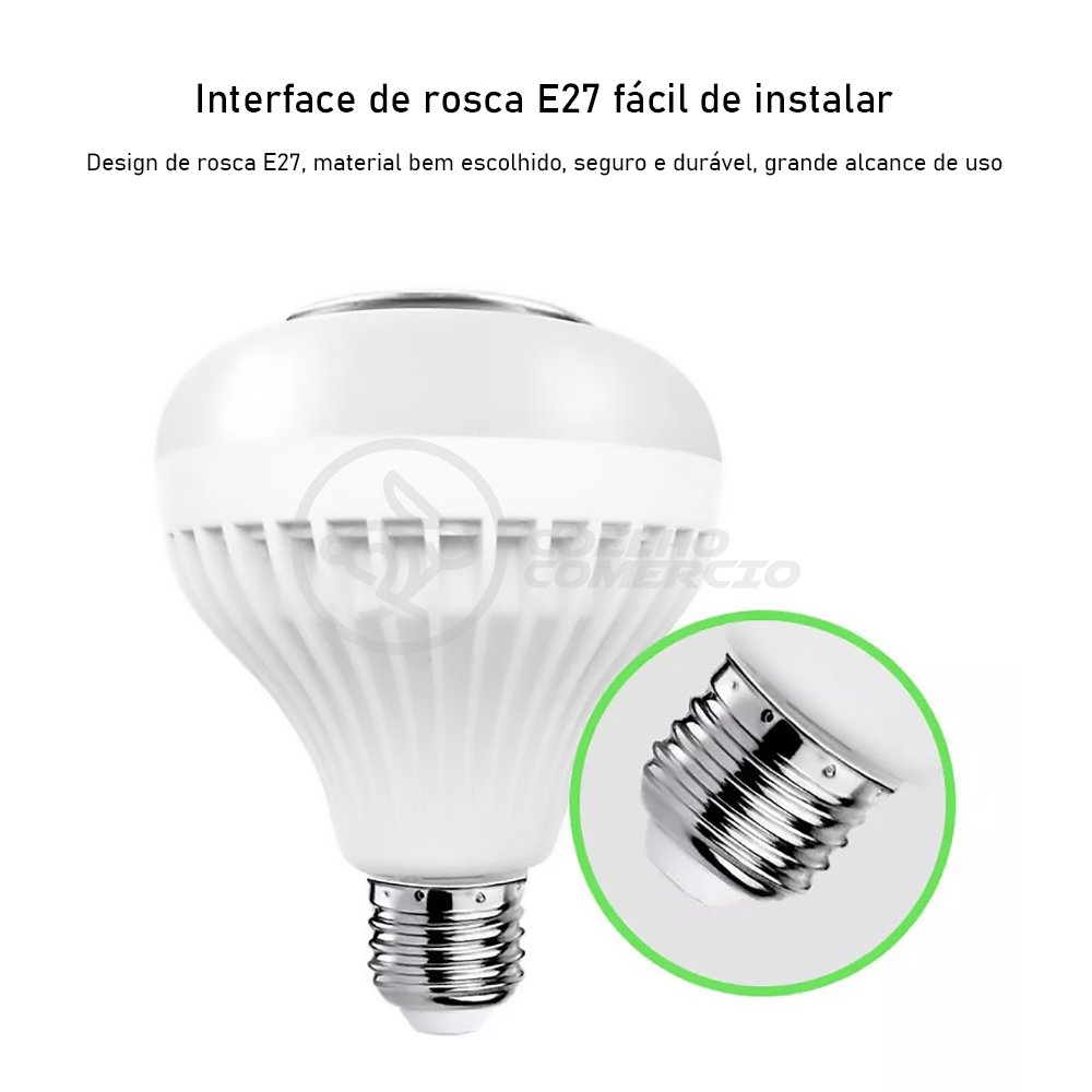 Lâmpada Led 12w E27 Rgb Colorida com Caixa de Som Bluetooth e Controle Remoto - 1