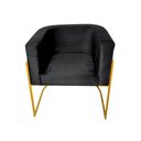 Ver imagem 3 de Kit 6 Poltronas Decorativa Sala de Estar Base de Ferro Dourada Veludo Preto