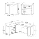 Ver imagem 4 de Mesa Escrivaninha em L Sharp e Balcão 70cm 2 Portas Tok A06 Olmo/branco - Mpozenato