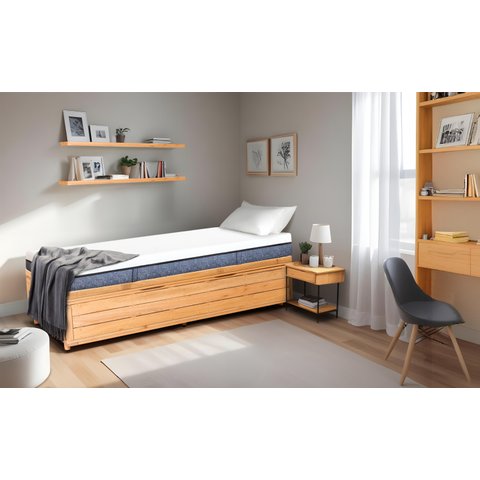 Cama Box Baú Rústica Solteiro Serenelife - Natural