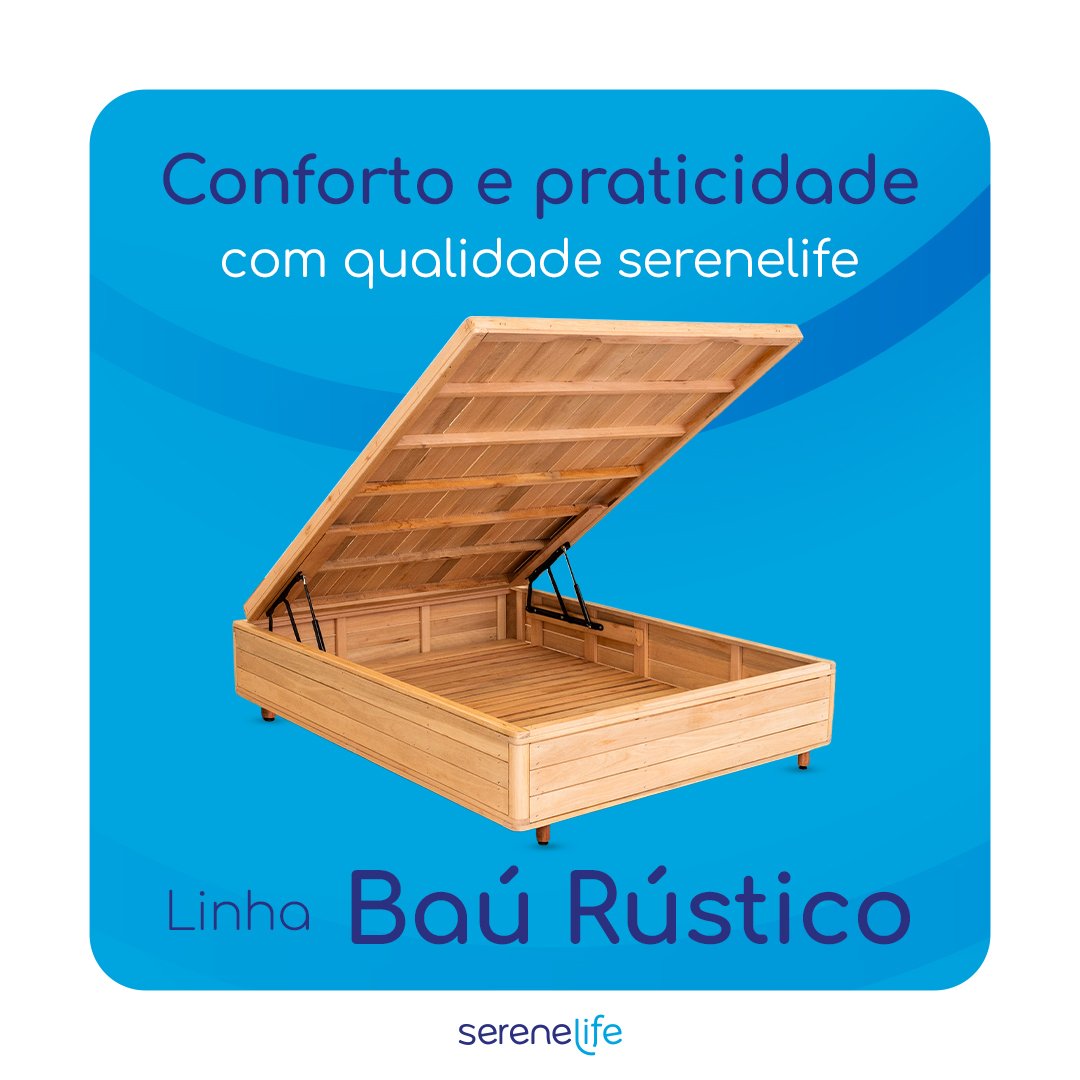 Cama Box Baú Rústica Solteiro Serenelife - Natural - 6