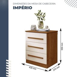 Conjunto 2 Mesas de Cabeceira Império 3 Gavetas Benetil Cinamomo Off White - 2