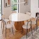 Ver imagem 3 de Mesa de Jantar 6 Lugares Orgânica Tampo com Vidro 136cm Merisi D05 Cedro Off White - Lyam Decor