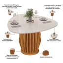 Ver imagem 4 de Mesa de Jantar 6 Lugares Orgânica Tampo com Vidro 136cm Merisi D05 Cedro Off White - Lyam Decor