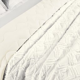 Colcha Queen 3 Peças Cobre Leito Micropercal 300 Fios Aveline:off White - 3