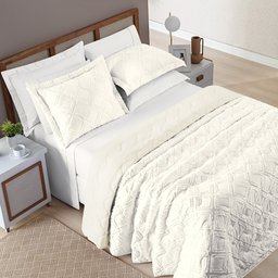 Colcha Queen 3 Peças Cobre Leito Micropercal 300 Fios Aveline:off White - 4