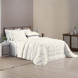 Colcha Queen 3 Peças Cobre Leito Micropercal 300 Fios Aveline:off White - 2