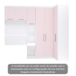 Quarto de Canto Solteiro com Guarda Roupas Cabeceira e Mesa de Cabeceira Alpes Luciane Móveis - 3