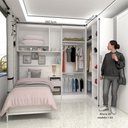 Ver imagem 3 de Quarto de Canto Solteiro com Guarda Roupas Cabeceira e Mesa de Cabeceira Alpes Luciane Móveis