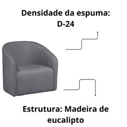 Poltrona Decorativa Recepção Sala de Estar Lara Veludo Cor:cinza - 5