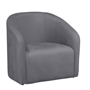 Poltrona Decorativa Recepção Sala de Estar Lara Veludo Cor:cinza