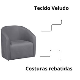 Poltrona Decorativa Recepção Sala de Estar Lara Veludo Cor:cinza - 6