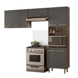 Armario de Cozinha Lemon com 8 Portas 222 Cm Carvalho Nature/chumbo - 1