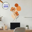 Ver imagem 2 de Adesivo Floral Boho Laranja Estilo Nórdico 35x60 Minimalista Abstrato