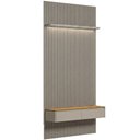 Ver imagem 2 de Painel Ripado para TV 60 pol com Bancada Orgânica e Prateleira LED 141cm Slats L05 Tauari Gris Fosco