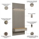 Ver imagem 5 de Painel Ripado para TV 60 pol com Bancada Orgânica e Prateleira LED 141cm Slats L05 Tauari Gris Fosco