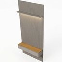 Ver mais imagens de Painel Ripado para TV 60 pol com Bancada Orgânica e Prateleira LED 141cm Slats L05 Tauari Gris Fosco