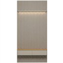 Ver imagem 7 de Painel Ripado para TV 60 pol com Bancada Orgânica e Prateleira LED 141cm Slats L05 Tauari Gris Fosco