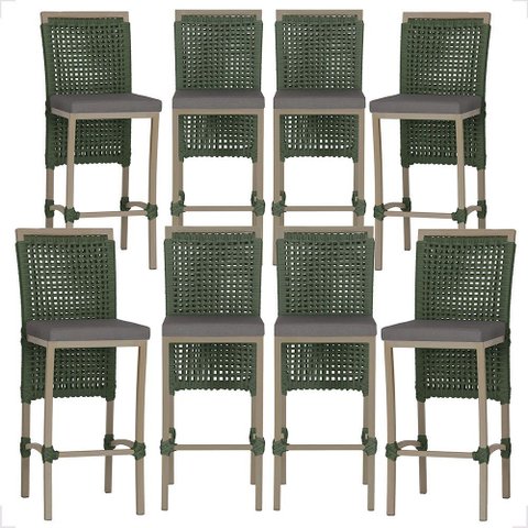 8 Banqueta em Alumínio Roma Fendi Corda Náutica Tecido 11