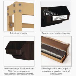 Estante Prática para Caixas Plásticas c/ 28 Caixas N° 07 Pretas Ref. 28/7 PRESTO - 2