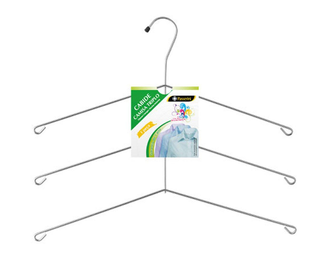 Kit com 10 Cabides Camisa Triplo Aço Cromado - Passerine - 1