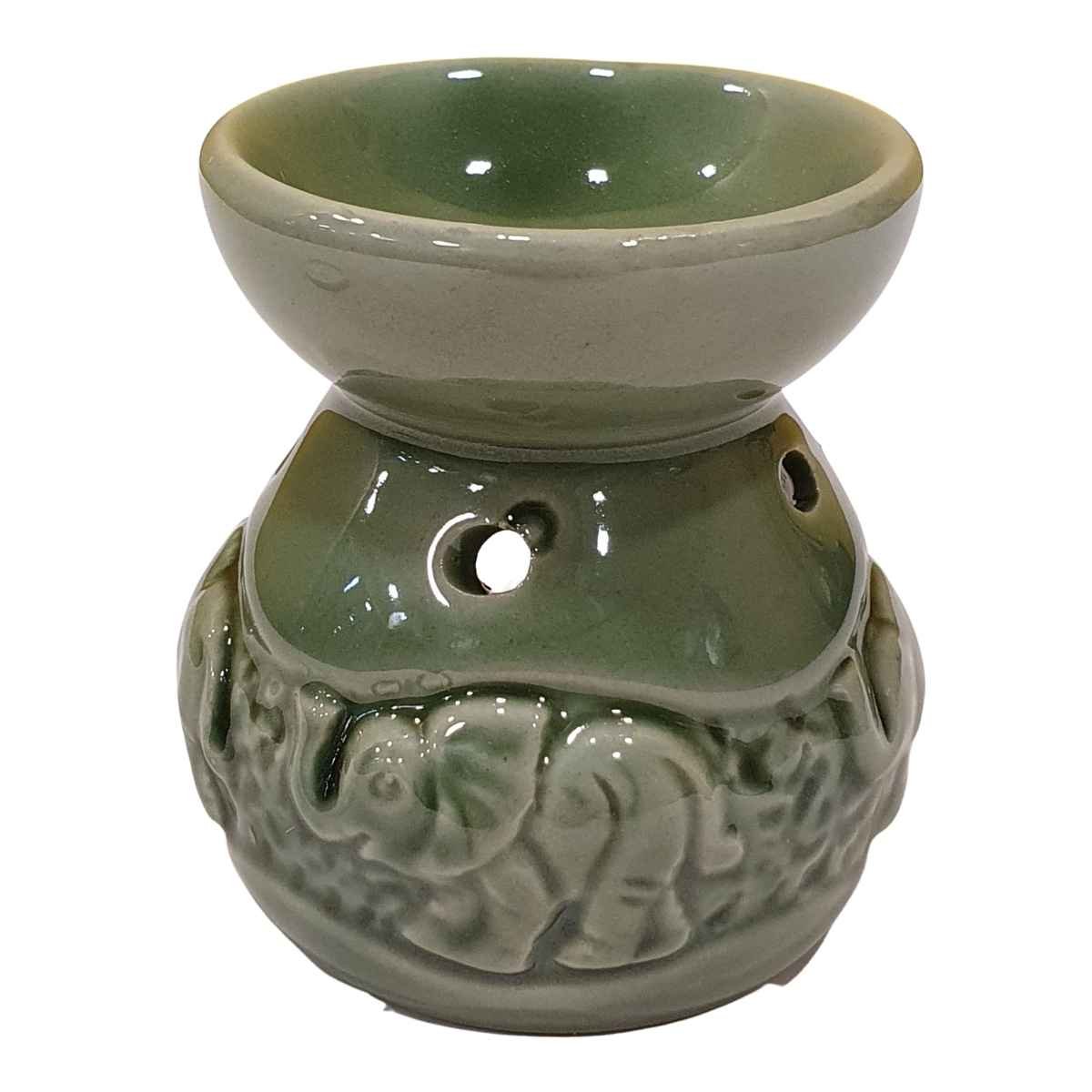Difusor de Essências de Cerâmica Elefante Verde 8cm
